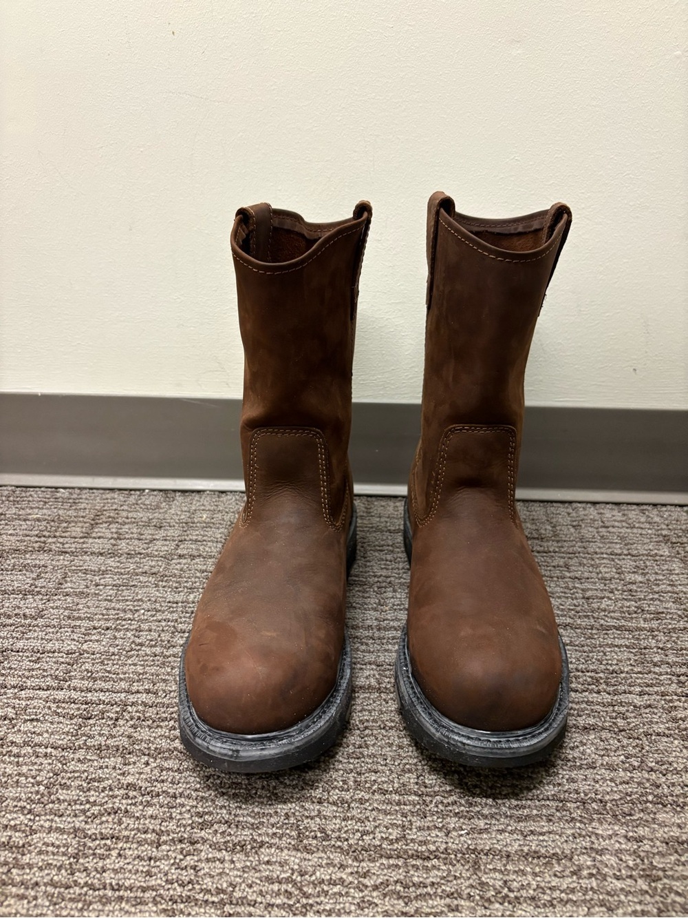 DD work Steel Toe Wellington - Men's Size 10 Extra Wide Brown Leather Work Boots